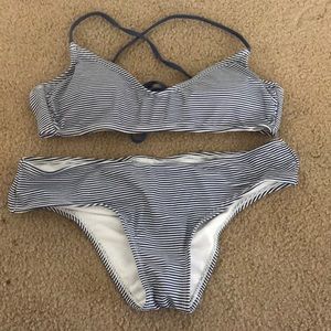 Target bathing suit stripes blue and white